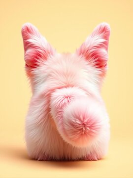 Fluffy ears and a wagging tail iconized in pastel hues, cute design, cheerful vibe