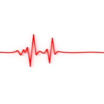 Red heart beat pulse signal with stipple effect on isolated white background, emotion, health