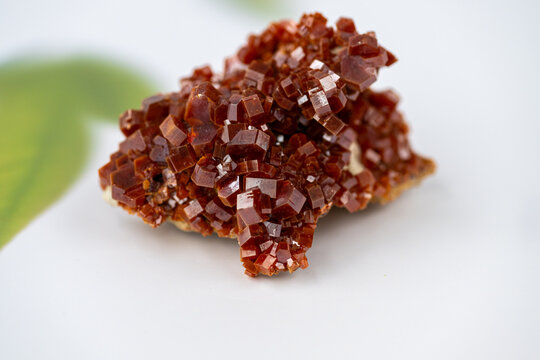 Vanadinite crystals evenly coating baryte blades from Mibladen, Morocco
