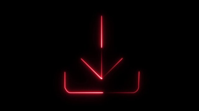 Glowing neon line sharing and loading files from web concept icon design. Downloading process looped icon Direction Arrow Symbol.4k video...