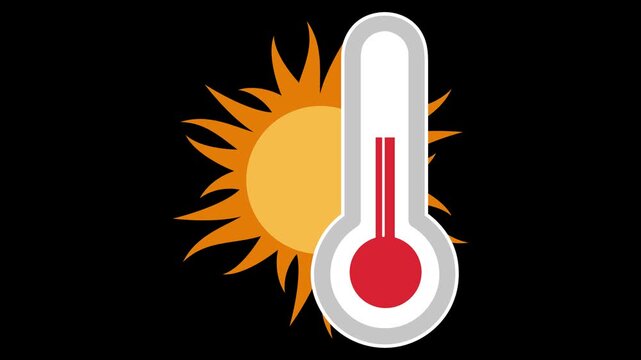 Sun displaying high temperature on a mercury thermometer