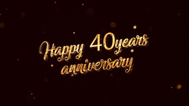 Happy 40th Anniversary banner with golden style and fireworks, beautiful anniversary greeting