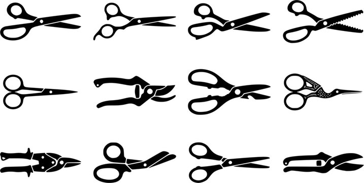 Scissors Silhouette Icons &ndash; Shears Cutting Tool Vector Bundle
