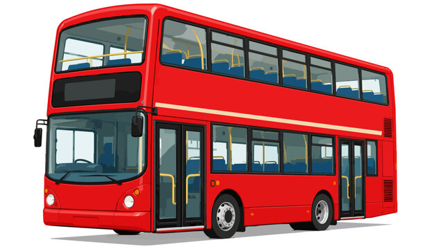 Red double decker bus public transport vehicle illustration