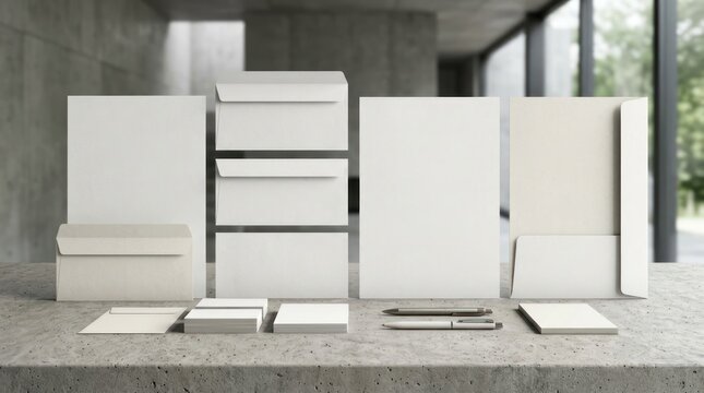 Clean white stationery set presentation mockup minimalist design