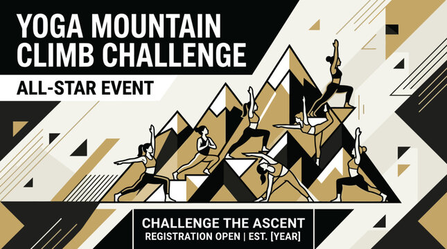 Dynamic Yoga Mountain Climb Challenge All-Star Event Poster Design