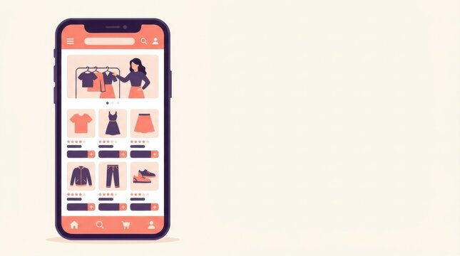 Online Clothing Store App Displayed on Smartphone