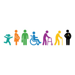 Fototapeta premium Linear row of diverse human silhouettes representing inclusion.