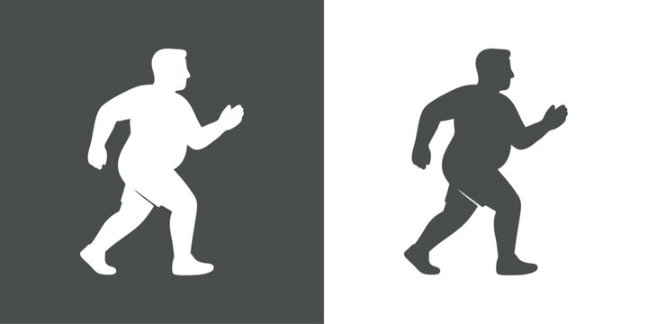 Logo ejercicio f&iacute;sico. Dibujo sencillo de la silueta de un hombre con sobrepeso corriendo para perder peso