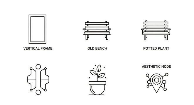 Urban Landscape Architecture and City Planning Minimalist Line Art Icons