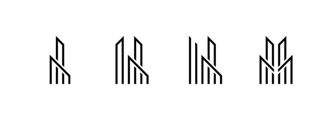 Obraz premium Real estate, city building, architecture, construction, planning and structure, cityscape, skyscraper, residence, apartment complex logo symbol.