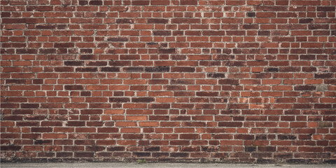 Fototapeta premium Red brick wall background with darker mortar lines showing rustic architectural texture design aesthetic for decorative stock photography