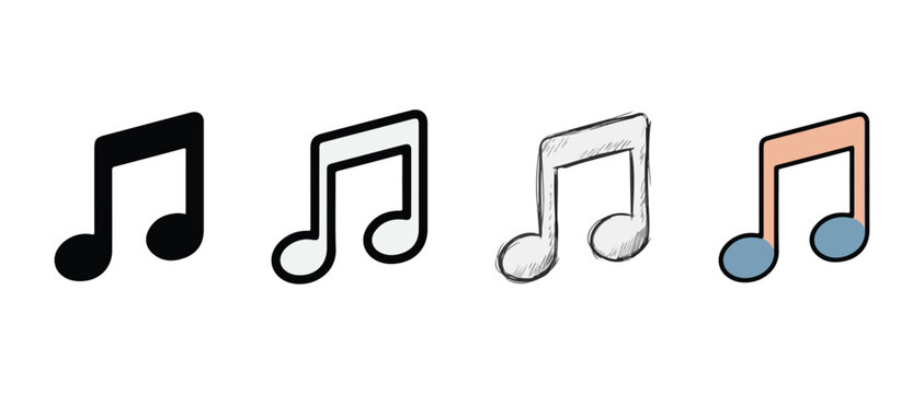 Colorful eighth note music symbols in different styles and colors for design and decoration purposes  music notes icons