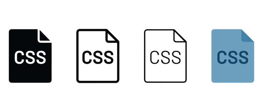CSS file icons in different styles and colors for web development and design  various file types and formats