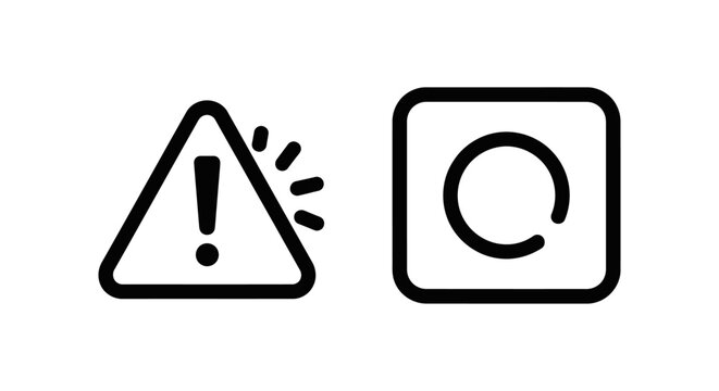Warning triangle and loading circular icon symbols with triangle circular attention progress interface notification information animation computing software