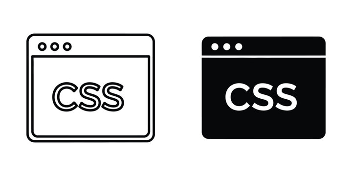 Css web browser window set for frontend development and styling in outline and solid black styles