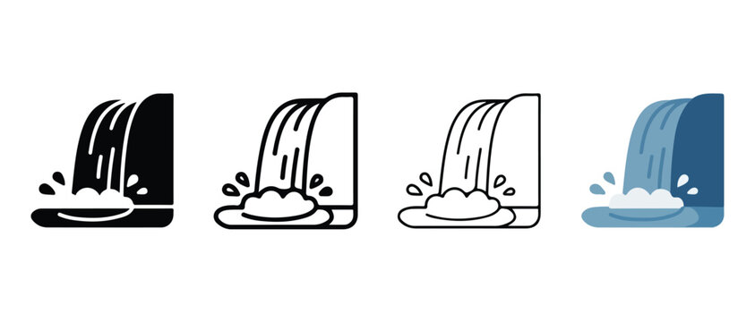 water pouring down into a pool with splashes isolated on white background