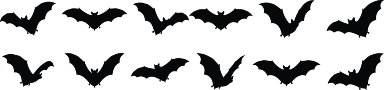 Halloween bats silhouettes for spooky decorations and party themes