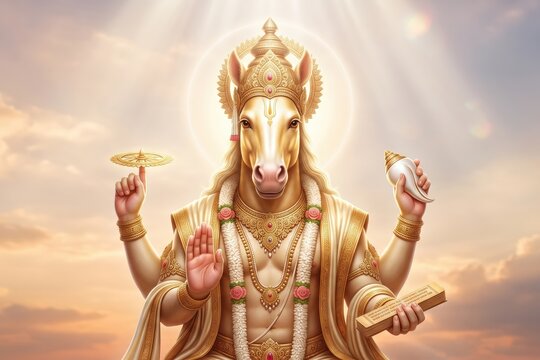 Lord Hayagriva Restoring the Vedas &ndash; Divine Wisdom Portrait
