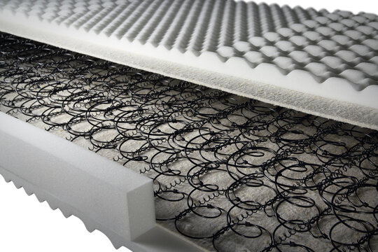 Close up of a cross-section of a spring mattress