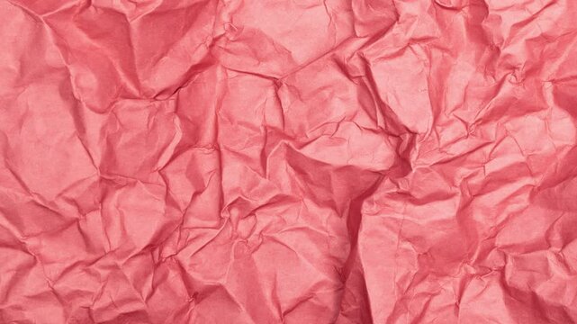Abstract Animation of Crumpled Coral Red Paper Texture Background