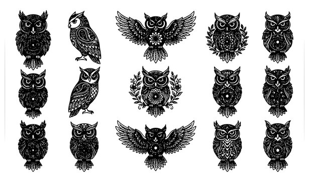 Decorative Owl Mandala Collection with Elegant Geometric Wildlife Vector Art