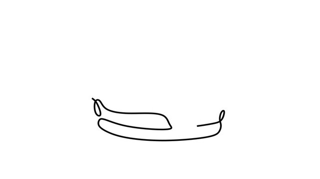 Animated self drawing of continuous line draw of  Burger Line Art Minimalist Food Illustrations.    Full length one line animation. 4K
