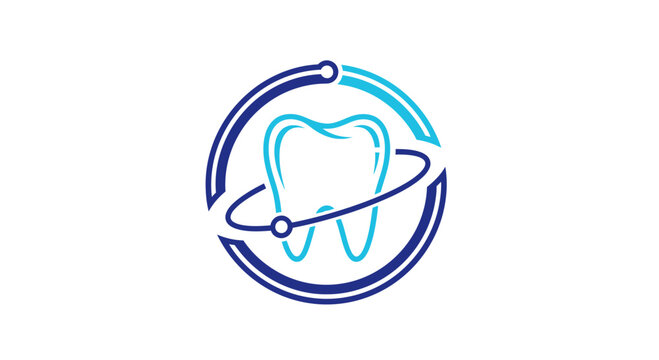 Modern Dental Logo Featuring a Tooth Within a Technological and Circular Design