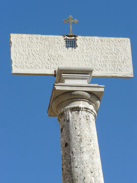 Granada (Spain). Detail of the column of Santa Mar&iacute;a de la Alhambra inside the Alhambra complex in Granada