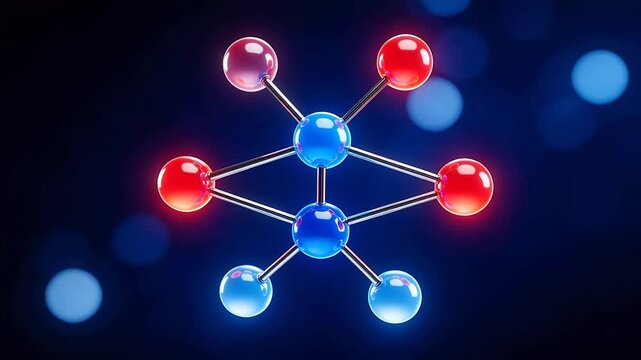 Molecular structure with glowing atoms