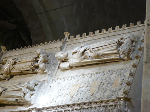 Tarragona (Spain). Royal tombs in the transept of the Monastery of Santa Mar&iacute;a de Poblet.