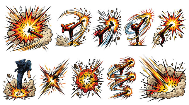 Martial arts dynamic comic effect action effect manga effect