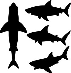 Fototapeta premium Shark silhouettes set