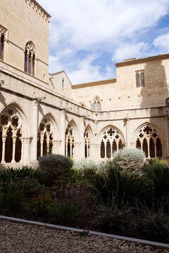 Tarragona (Spain). Gothic cloister of the Royal Monastery of Poblet.