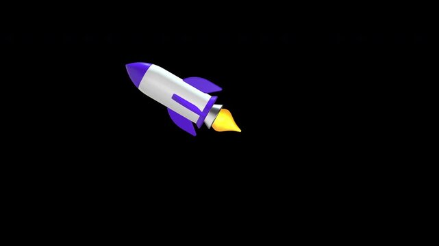 Digital startup rocket launch on transparent background for startup growth, product launch, innovation, business success, career growth, goal achievement