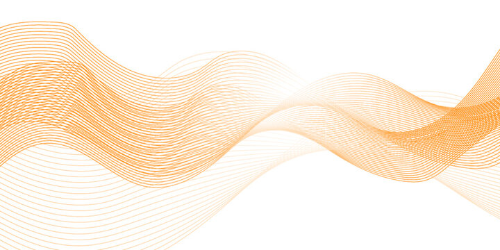 Abstract orange wave lines flowing on white background for modern design element
