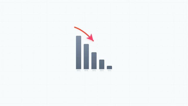 Bar chart with red arrow showing rapid economic decline