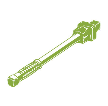 Green long handled screwdriver or metal tool icon with screwdriver instrument equipment hardware industrial maintenance construction mechanic handheld technician fastener tinkering