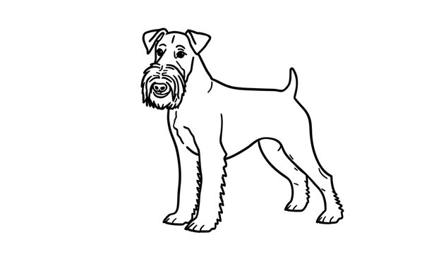 Airedale Terrier dog in bold line art on white background