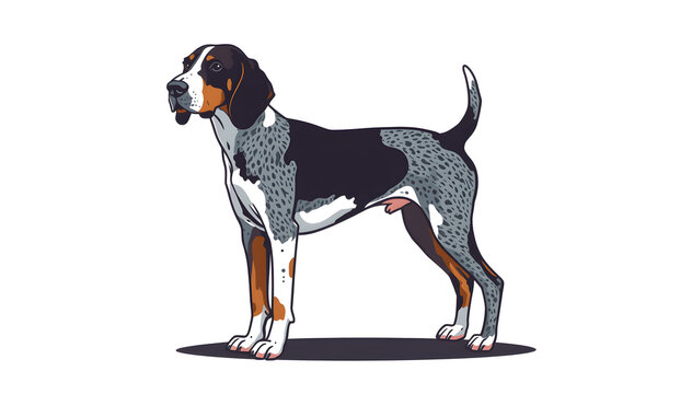 Bluetick Coonhound Dog in bold line art on white background