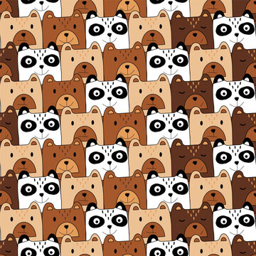 Panda Faces Seamless Pattern EPS