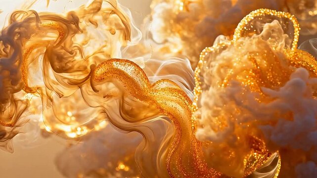 Golden swirling smokelike patterns
