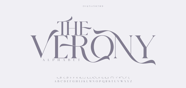 THE VERONY Elegant luxury alphabet font logo. Typography modern classic lettering serif italic fonts decorative wedding vintage retro logos. vector illustration
