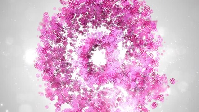 3D Email At Sign Symbol Formed by Small Floating Internet Particles Background Motion Graphic.