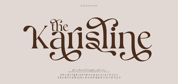 The Karisline Elegant luxury alphabet font logo. Typography modern classic lettering serif italic fonts decorative wedding vintage retro logos. vector illustration