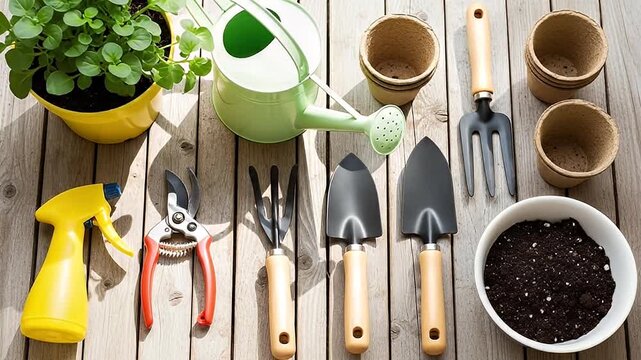 Gardening Tools Setup for Planting and Maintenance