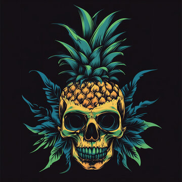 skull with pineapple