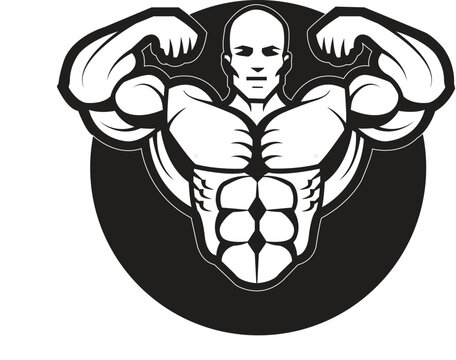 bodybuilder vector gym logo illustration 