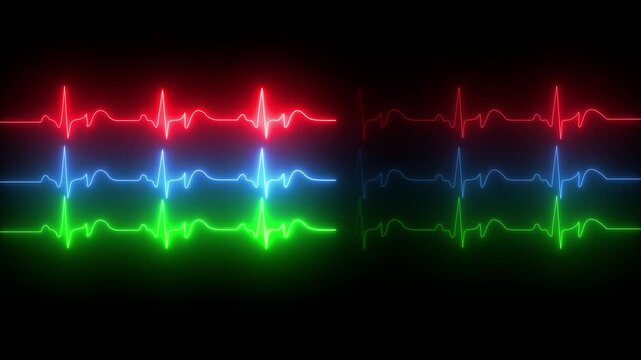 Animated video of a patient monitor screen displaying vital sign values, including heart rate, blood pressure, oxygen saturation, and respiratory rate. Healthcare, medical monitoring technology. 4k