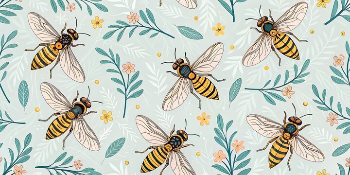 seamless pattern with bee